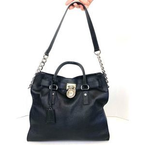 Michael Kors Black Hamilton Leather Satchel Crossbody